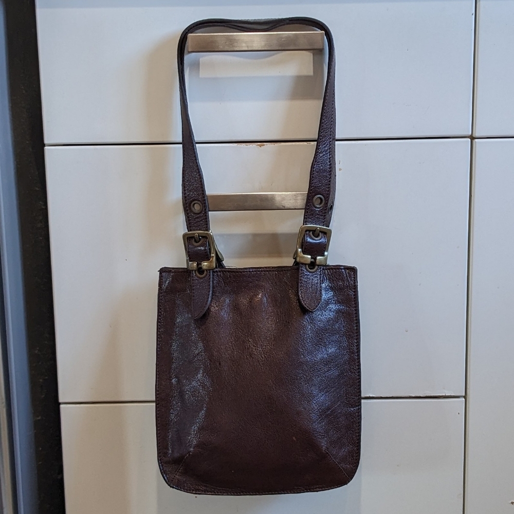 Vintage Penny Made In Italy Genuine Leather Chic Satchel Shoulder Bag Y2K Brown